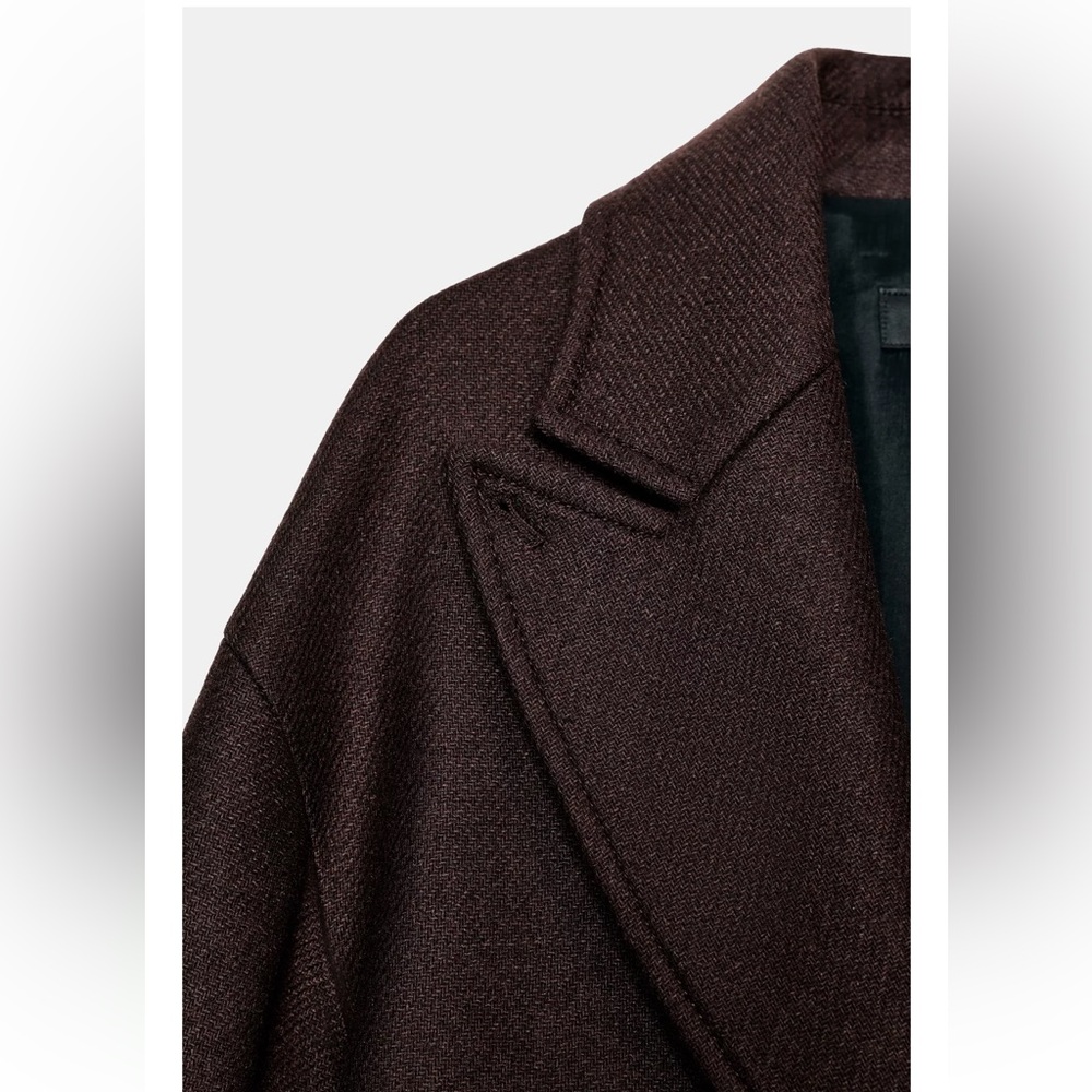Zara Chocolate Brown Trench Coat NWT - Picture 7 of 16